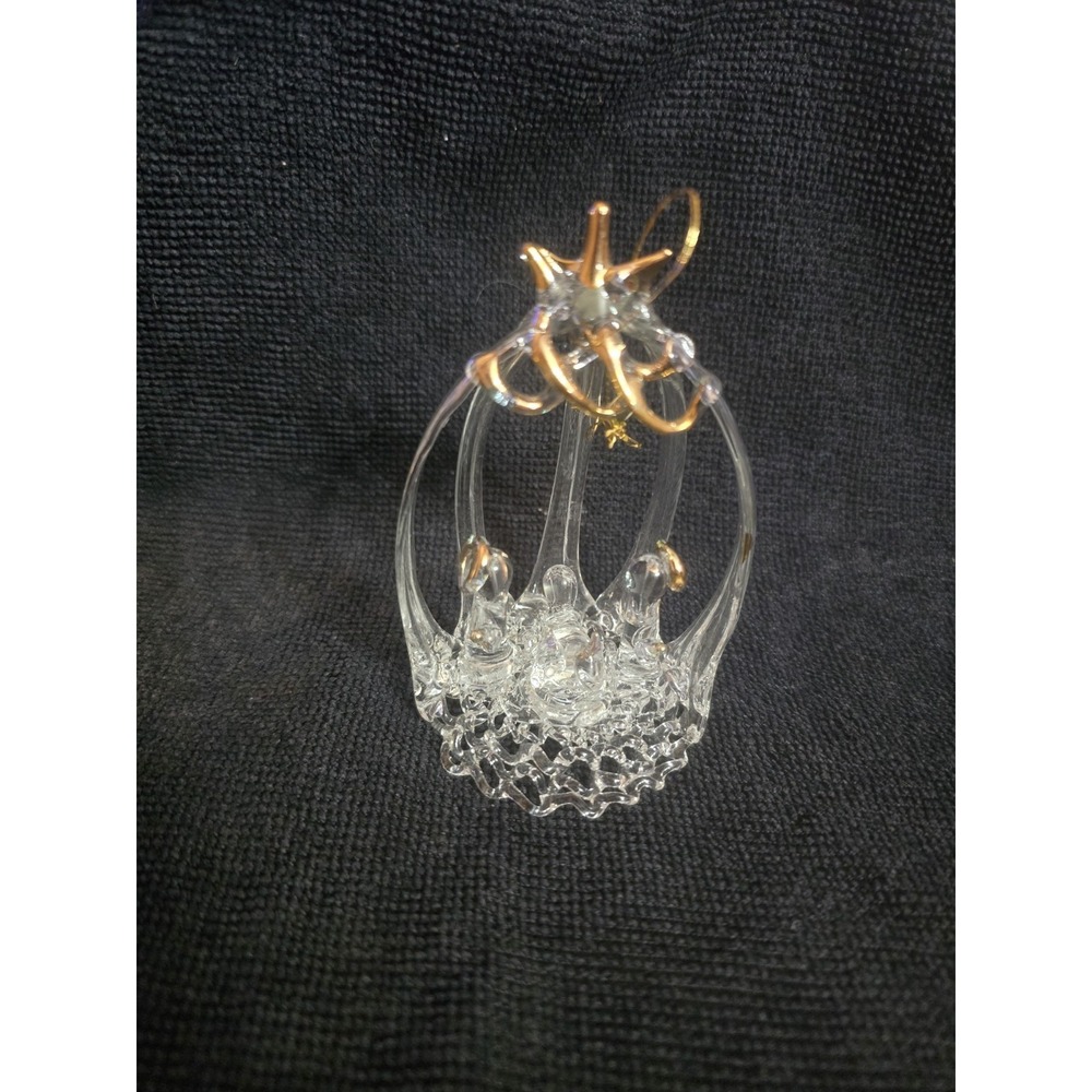 Vintage Clear‎ Manger Ornament.